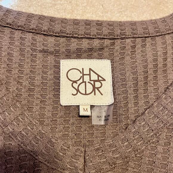 Chaser Thermal Long Sleeve Shirt Light Brown Waffle Knit Texture Size Medium EUC - Picture 6 of 7